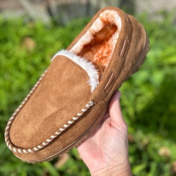 Mens Faux Fur Lined Slip On Moccasins - Picture 11 of 11
